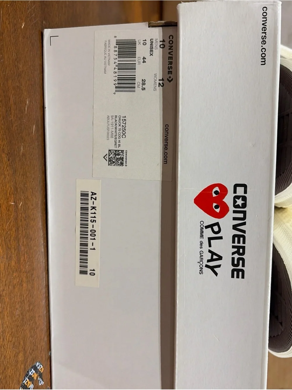 Converse PLAY White Red Heart Logo Shoe Box